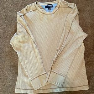 Men’s Tommy Hilfiger tan long sleeve ribbed shirt